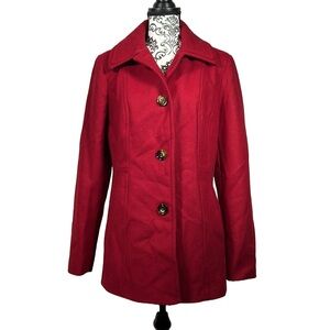 Red wool pea coat ladies M Tower by London Fog